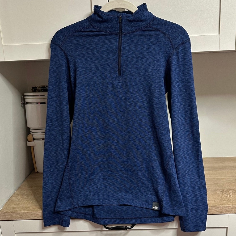 REI Co-op 1/4 Zip Pullover Womens Small Blue Heathered Space Dye Gorpcore Hiking